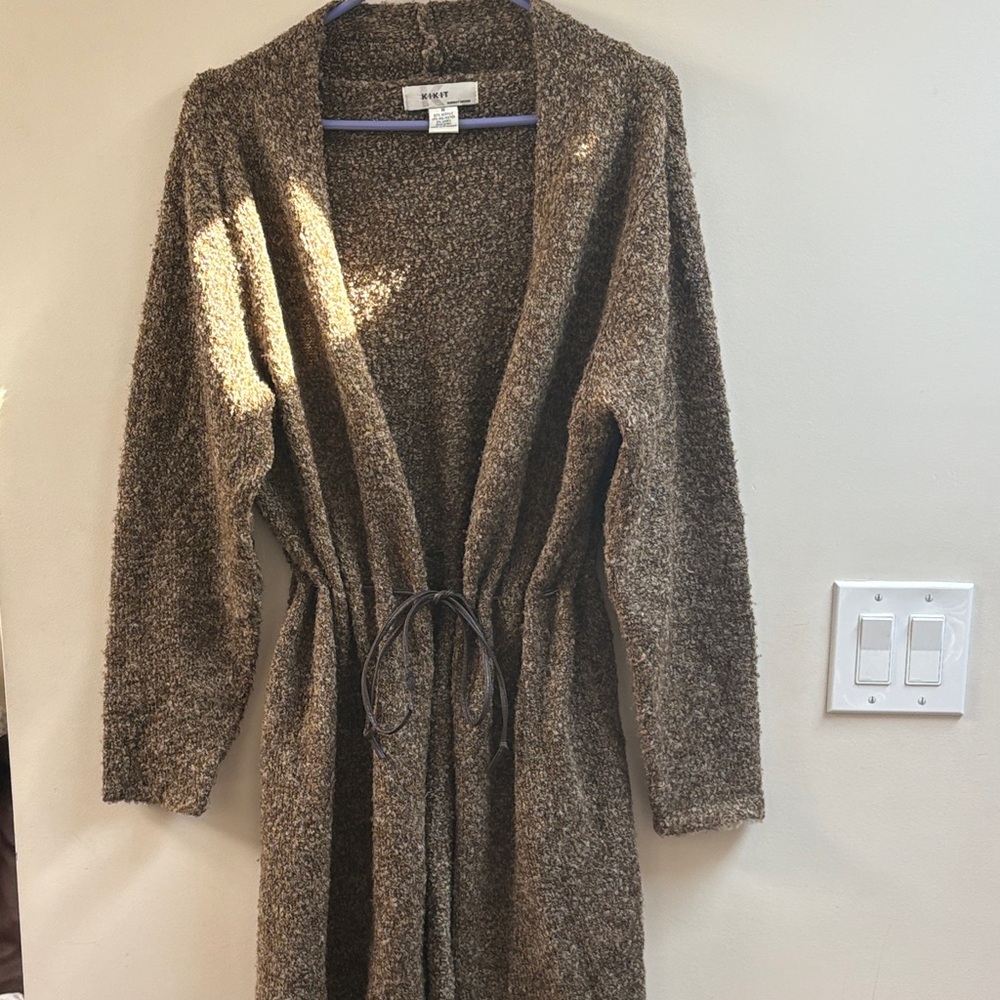 Cozy Brown Knit Cardigan Sweater